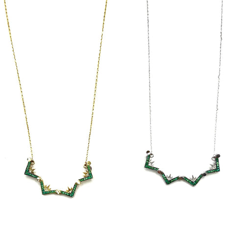 14K Gold Diamond & Emerald Star Of Bethlehem Opening Magnetic Necklace